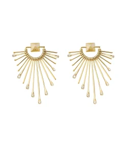 Pendientes Sunray M con diamantes en Oro Amarillo