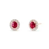 Pendientes Tipo Roseta con Rubíes 0,82 cts y Diamantes en Oro Rosa