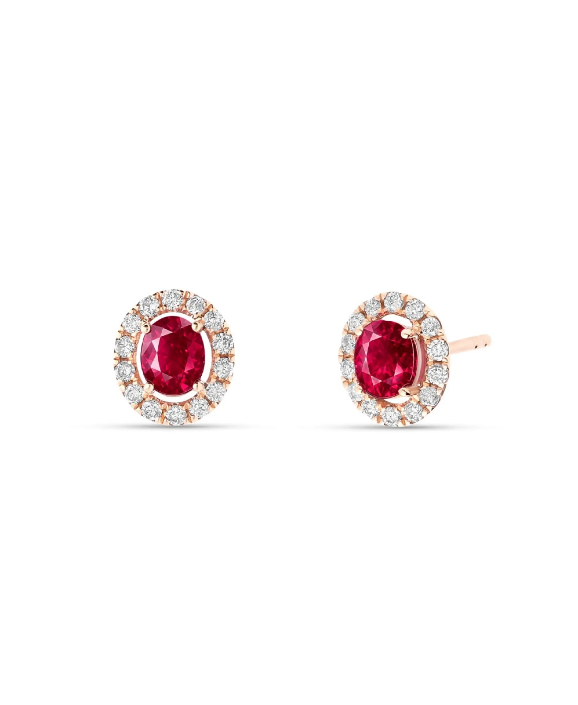 Pendientes Tipo Roseta con Rubíes 0,82 cts y Diamantes en Oro Rosa