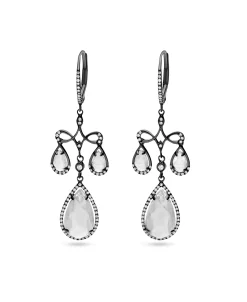 Pendientes Vintage con Cuarzos y Diamantes en Oro Negro