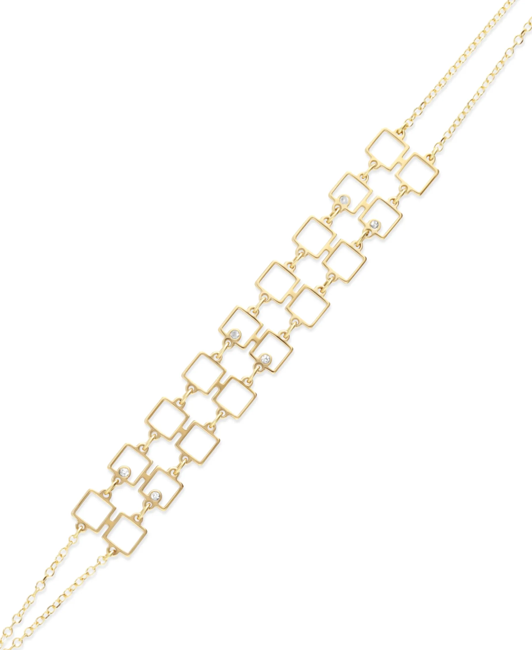 Pulsera Geométrica con Diamantes en Oro Amarillo