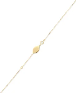 Pulsera Hoja con Diamante en Oro Amarillo