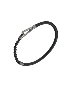 Pulsera Marco Dal Maso Lash Beaded en Ónice y Cuero Negro | AGBR0141-01BVPN1