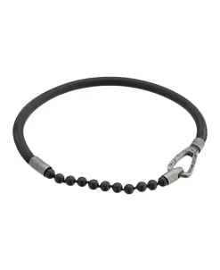 Pulsera Marco Dal Maso Lash Beaded en Ónice y Cuero Negro | AGBR0141-01BVPN1
