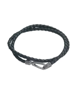 Pulsera Marco Dal Maso Lash Gemstone Double Wrap con Diamantes Negros y Cuero | AGBR0131-01BVPN2