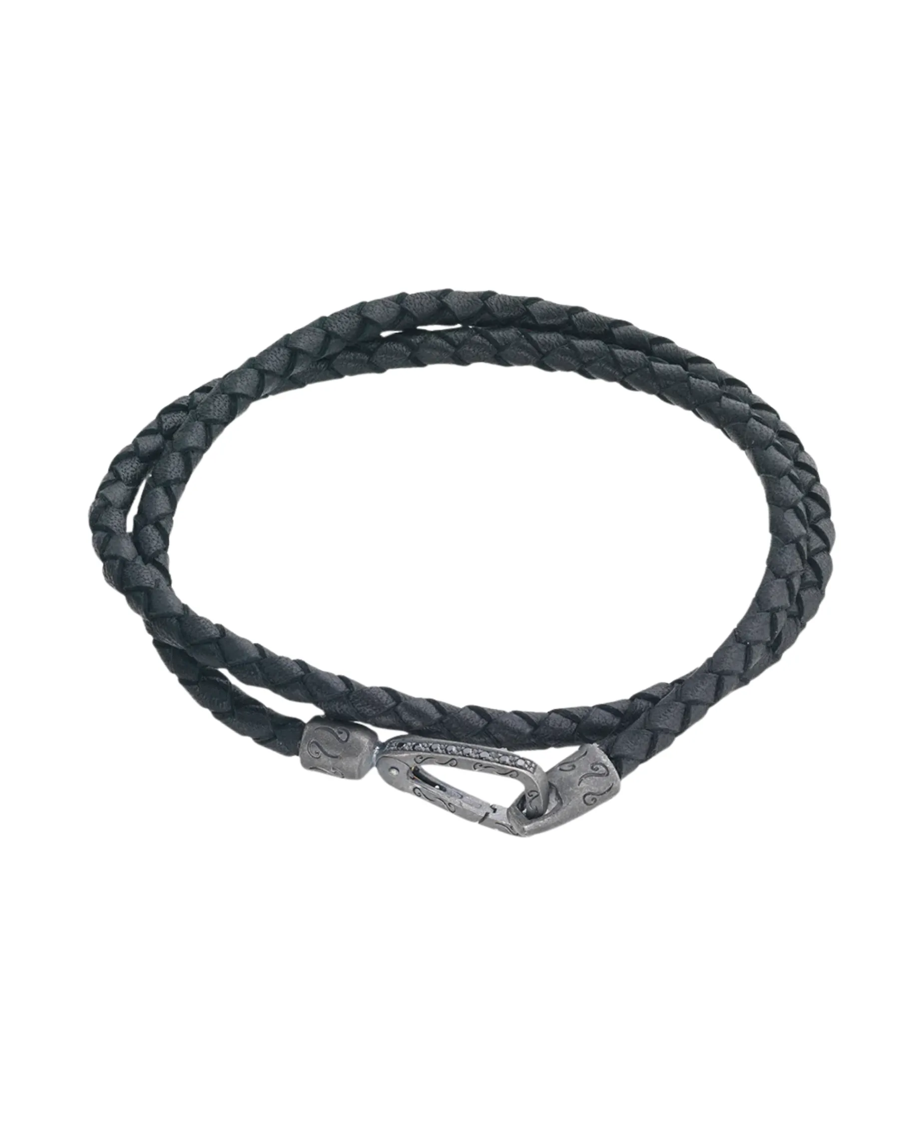 Pulsera Marco Dal Maso Lash Gemstone Double Wrap con Diamantes Negros y Cuero | AGBR0131-01BVPN2