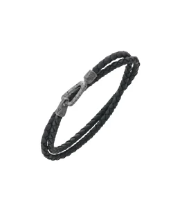 Pulsera Marco Dal Maso Lash Gemstone Double Wrap con Diamantes Negros y Cuero | AGBR0131-01BVPN2