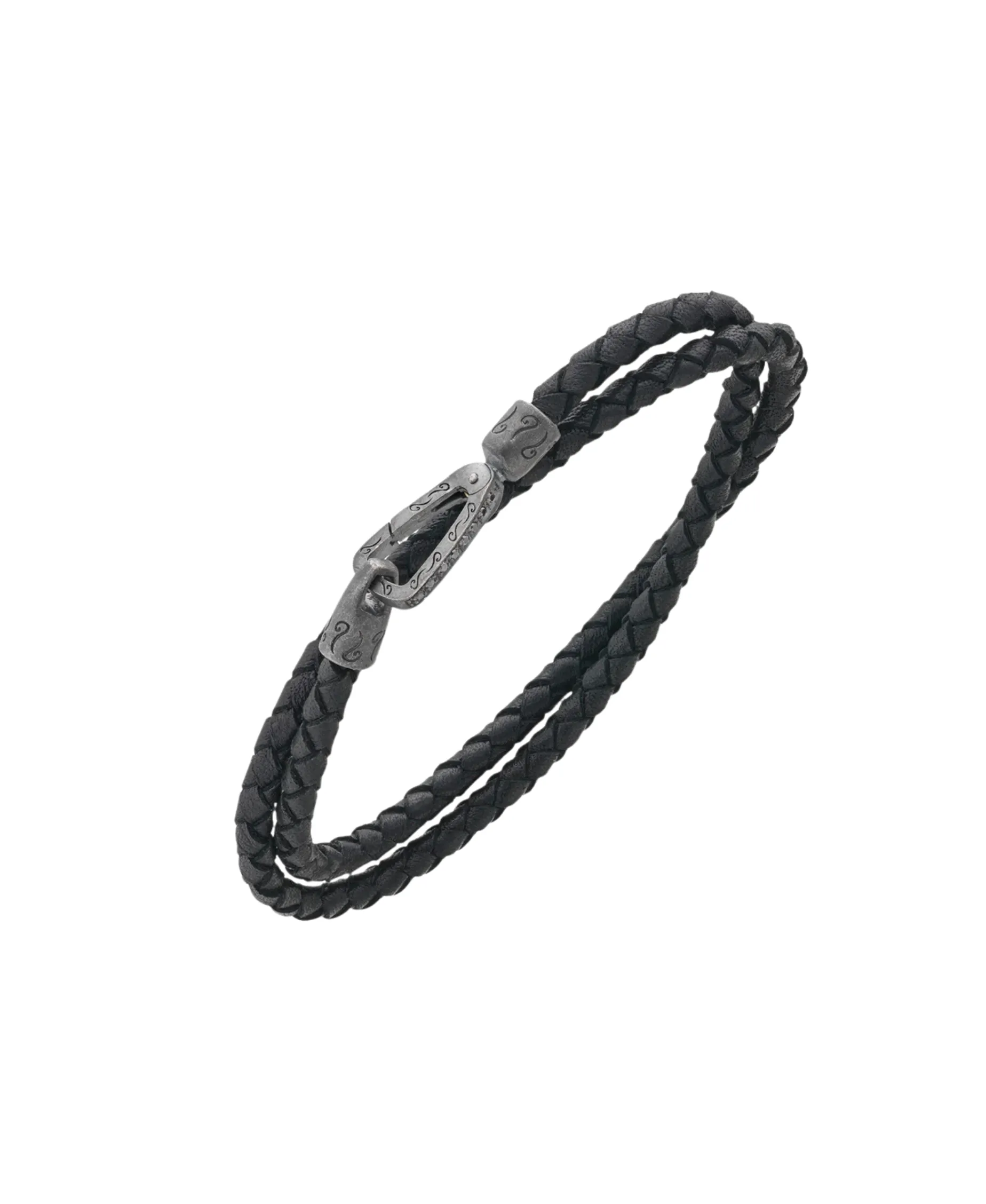Pulsera Marco Dal Maso Lash Gemstone Double Wrap con Diamantes Negros y Cuero | AGBR0131-01BVPN2