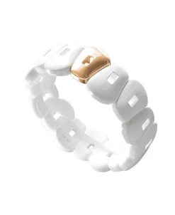Pulsera Mattioli Puzzle En Ceramica Blanca y Oro Rosa | MBR054C152XRS