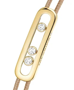 Pulsera Messika Care(s) Cordón Beige y Oro Amarillo | 14099-YG