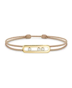 Pulsera Messika Care(s) Cordón Beige y Oro Amarillo | 14099-YG