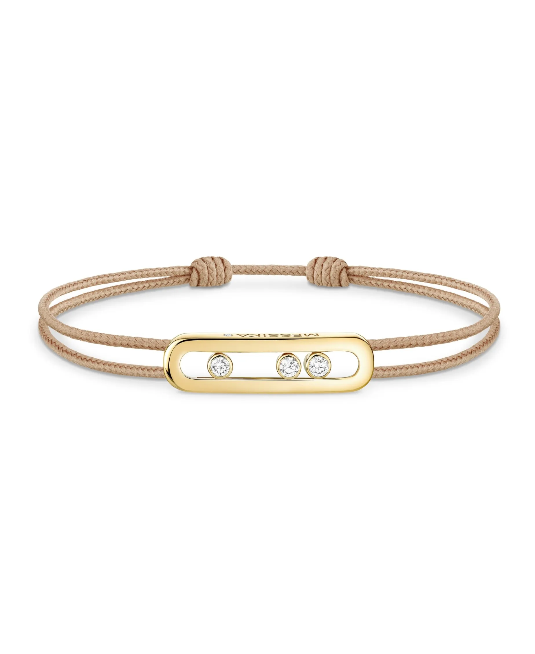 Pulsera Messika Care(s) Cordón Beige y Oro Amarillo | 14099-YG