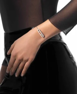 Pulsera Messika Move Classique Ciselé Oro Blanco | 14586-WG