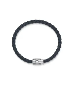 Pulsera MONTBLANC Ancha Piel Azul Petróleo Cierre Acero | 136014