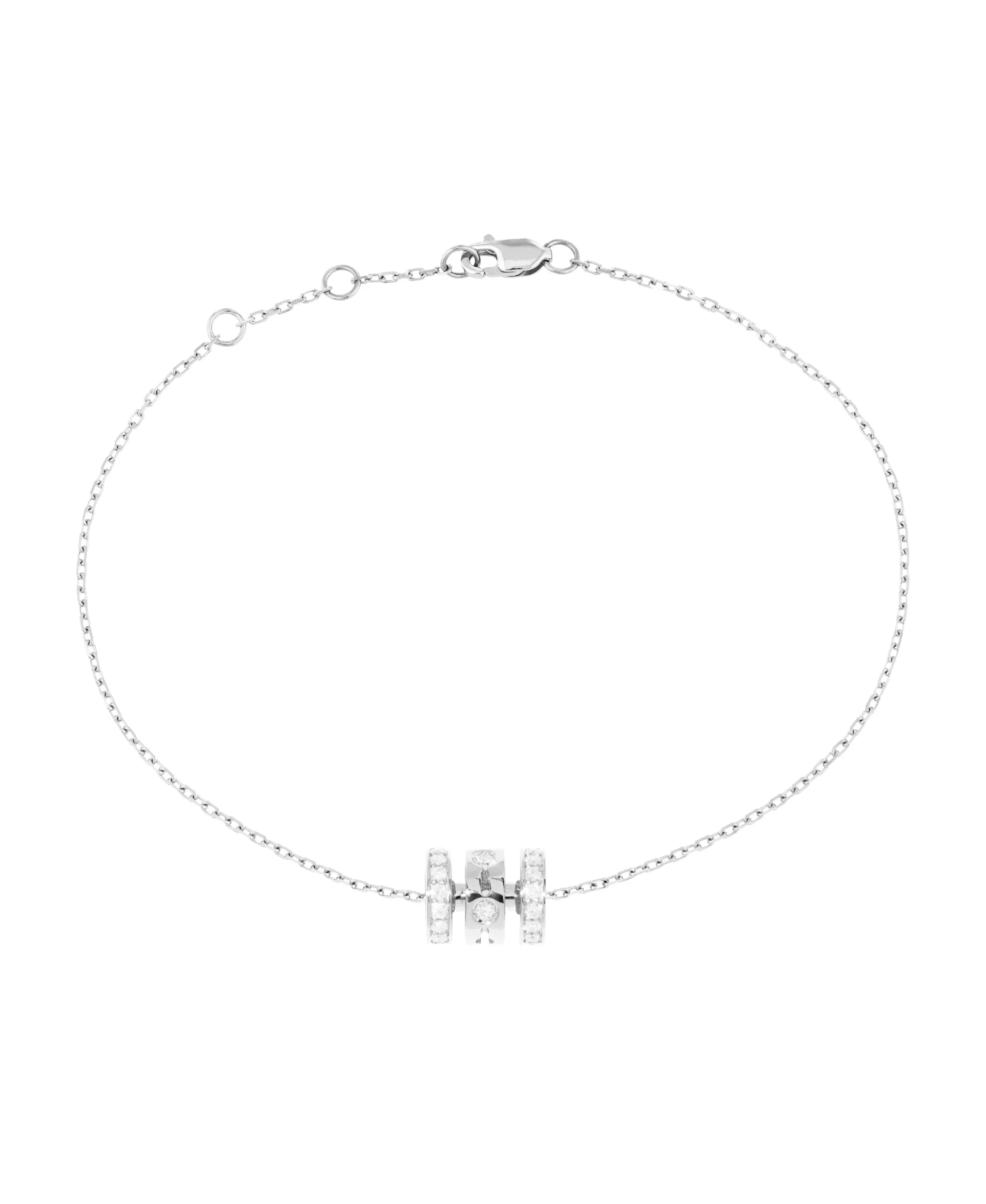 Pulsera Pulse Dinh Van Oro Blanco y Diamantes Pavé 3 Hileras 18K | 328722