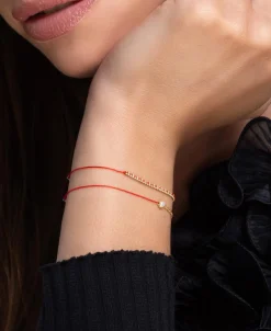 Pulsera Redline Absolu Oro Amarillo Hilo Rojo | 829IJ