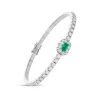 Pulsera Rígida Diamantes y Esmeralda 0,55 cts en Oro Blanco