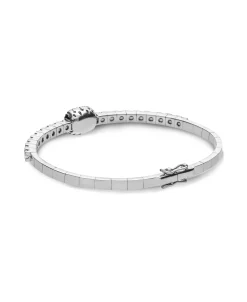 Pulsera Rígida Diamantes y Esmeralda 0,55 cts en Oro Blanco